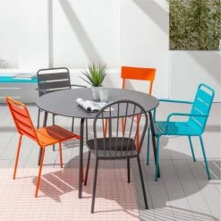 Oviala Chaises De Jardin Chaise En Acier Bleu -Fauteuils de jardin Soldes Boutique chaise en acier bleu 7