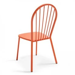 Oviala Chaises De Jardin Chaise En Acier Orange -Fauteuils de jardin Soldes Boutique chaise en acier orange 3