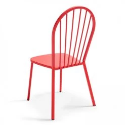 Oviala Chaises De Jardin Chaise En Acier Rouge -Fauteuils de jardin Soldes Boutique chaise en acier rouge 3