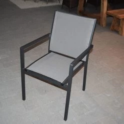 Gecko Jardin Chaises De Jardin Chaise En Alu Anthracite Textilène Gris -Fauteuils de jardin Soldes Boutique chaise en alu anthracite textilene gris 4