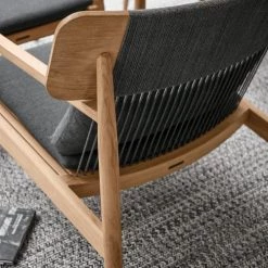 Gloster Fauteuils De Jardin Chaise En Corde Granite Et Teck -Fauteuils de jardin Soldes Boutique chaise en corde granite et teck 2