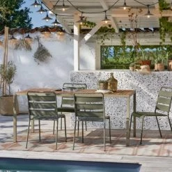 Maisons Du Monde Chaises De Jardin Chaise En Métal Vert Kaki -Fauteuils de jardin Soldes Boutique chaise en metal vert kaki 1000 1 40 219267 5