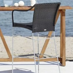 Sika Design Chaises De Jardin Chaise Haute De Bar En Acier Et Fibre Synthétique Noire -Fauteuils de jardin Soldes Boutique chaise haute de bar en acier et fibre synthetique noire 1