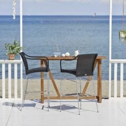 Sika Design Chaises De Jardin Chaise Haute De Bar En Acier Et Fibre Synthétique Noire -Fauteuils de jardin Soldes Boutique chaise haute de bar en acier et fibre synthetique noire 2