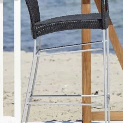 Sika Design Chaises De Jardin Chaise Haute De Bar En Acier Et Fibre Synthétique Noire -Fauteuils de jardin Soldes Boutique chaise haute de bar en acier et fibre synthetique noire 3
