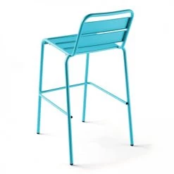Oviala Chaises De Jardin Chaise Haute En Métal Bleu -Fauteuils de jardin Soldes Boutique chaise haute en metal bleu 8