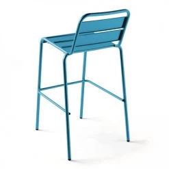 Oviala Chaises De Jardin Chaise Haute En Métal Bleu Pacific -Fauteuils de jardin Soldes Boutique chaise haute en metal bleu pacific 1