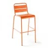 Oviala Chaises De Jardin Chaise Haute En Métal Orange -Fauteuils de jardin Soldes Boutique chaise haute en metal orange