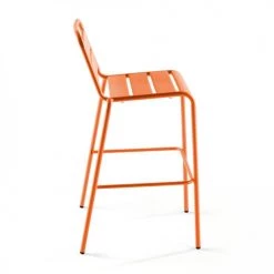 Oviala Chaises De Jardin Chaise Haute En Métal Orange -Fauteuils de jardin Soldes Boutique chaise haute en metal orange 2