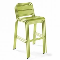 Oviala Chaises De Jardin Chaise Haute En Métal Vert -Fauteuils de jardin Soldes Boutique chaise haute en metal vert 2