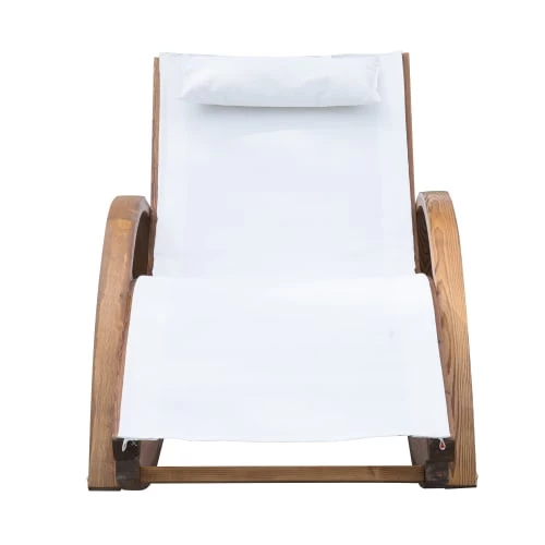 Outsunny Bains De Soleil Et Chaises Longues Chaise Longue à Bascule Bois Blanc 4 Outsunny Bains De Soleil Et Chaises Longues Chaise Longue à Bascule Bois Blanc – Image 2