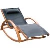 Outsunny Bains De Soleil Et Chaises Longues Chaise Longue à Bascule Bois Noir -Fauteuils de jardin Soldes Boutique chaise longue a bascule bois noir