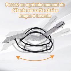 Outsunny Bains De Soleil Et Chaises Longues Chaise Longue à Bascule Rocking Chair Design Contemporain Gris -Fauteuils de jardin Soldes Boutique chaise longue a bascule rocking chair design contemporain gris 4