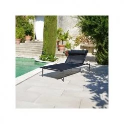 Arcane Bains De Soleil Et Chaises Longues Chaise Longue Avec Coussin Empilable En Aluminium Et Textilène -Fauteuils de jardin Soldes Boutique chaise longue avec coussin empilable en aluminium et textilene 4