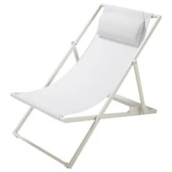 Maisons Du Monde Bains De Soleil Et Chaises Longues Chaise Longue / Chilienne Pliante En Métal Blanc -Fauteuils de jardin Soldes Boutique chaise longue chilienne pliante en metal blanc split 1000 4 19 130768 1 2