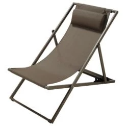 Maisons Du Monde Bains De Soleil Et Chaises Longues Chaise Longue / Chilienne Pliante En Métal Blanc -Fauteuils de jardin Soldes Boutique chaise longue chilienne pliante en metal taupe split 1000 3 18 130767 1 2