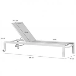 Meubletmoi Bains De Soleil Et Chaises Longues Chaise Longue De Jardin Réglable En Aluminium Avec 2 Roulettes -Fauteuils de jardin Soldes Boutique chaise longue de jardin reglable en aluminium avec 2 roulettes 3