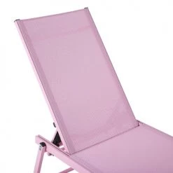 Beliani Bains De Soleil Et Chaises Longues Chaise Longue En Aluminium Avec Revêtement Rose -Fauteuils de jardin Soldes Boutique chaise longue en aluminium avec revetement rose 2
