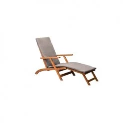 Beau Rivage Bains De Soleil Et Chaises Longues Chaise Longue En Bois D'acacia Coussin De Matelas Gris