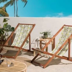 Beliani Bains De Soleil Et Chaises Longues Chaise Longue En Bois Solide Jaune -Fauteuils de jardin Soldes Boutique chaise longue en bois solide jaune 1