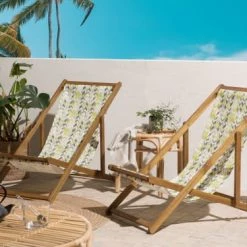 Beliani Bains De Soleil Et Chaises Longues Chaise Longue En Bois Solide Jaune -Fauteuils de jardin Soldes Boutique chaise longue en bois solide jaune 7