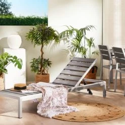Beliani Bains De Soleil Et Chaises Longues Chaise Longue Grise En Aluminium -Fauteuils de jardin Soldes Boutique chaise longue grise en aluminium 1