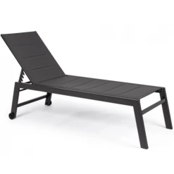 Bizzotto Bains De Soleil Et Chaises Longues Chaise Longue Haute Aluminium Et Textilène Gris Anthracite