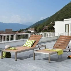 Beliani Bains De Soleil Et Chaises Longues Chaise Longue Marron En Aluminium -Fauteuils de jardin Soldes Boutique chaise longue marron en aluminium 1