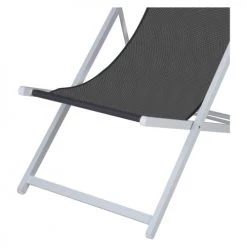 Wadiga Bains De Soleil Et Chaises Longues Chaise Longue Pliante Chilienne Blanc Et Gris Anthracite 91x61x101cm -Fauteuils de jardin Soldes Boutique chaise longue pliante chilienne blanc et gris anthracite 91x61x101cm 2
