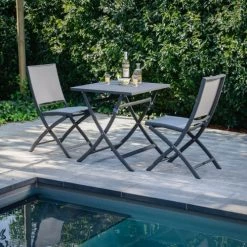Gecko Jardin Chaises De Jardin Chaise Pliante Alu Anthracite Textilène Gris -Fauteuils de jardin Soldes Boutique chaise pliante alu anthracite textilene gris 4