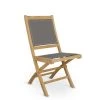 MOYCOR Chaises De Jardin Chaise Pliante D'extérieur En Tissu Gris Et Bois -Fauteuils de jardin Soldes Boutique chaise pliante d exterieur en tissu gris et bois