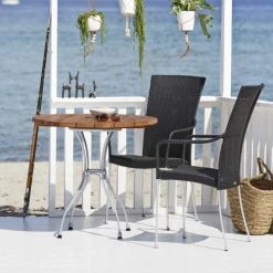 Sika Design Chaises De Jardin Chaise Repas Empilable En Acier Et Fibre Synthétique Noire -Fauteuils de jardin Soldes Boutique chaise repas empilable en acier et fibre synthetique noire 1