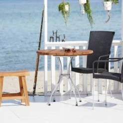 Sika Design Chaises De Jardin Chaise Repas Empilable En Acier Et Fibre Synthétique Noire -Fauteuils de jardin Soldes Boutique chaise repas empilable en acier et fibre synthetique noire 2