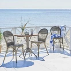 Sika Design Chaises De Jardin Chaise Repas Empilable En Alu Et Fibre Synthétique Taupe -Fauteuils de jardin Soldes Boutique chaise repas empilable en alu et fibre synthetique taupe 1