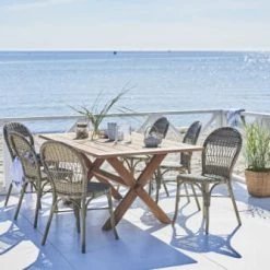 Sika Design Chaises De Jardin Chaise Repas Empilable En Alu Et Fibre Synthétique Taupe -Fauteuils de jardin Soldes Boutique chaise repas empilable en alu et fibre synthetique taupe 2