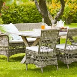 Sika Design Chaises De Jardin Chaise Repas En Aluminium Et Fibre Synthétique Taupe Et Coussin Blanc -Fauteuils de jardin Soldes Boutique chaise repas en aluminium et fibre synthetique taupe et coussin blanc 3