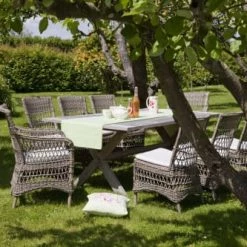 Sika Design Chaises De Jardin Chaise Repas En Aluminium Et Fibre Synthétique Taupe Et Coussin Blanc -Fauteuils de jardin Soldes Boutique chaise repas en aluminium et fibre synthetique taupe et coussin blanc 4