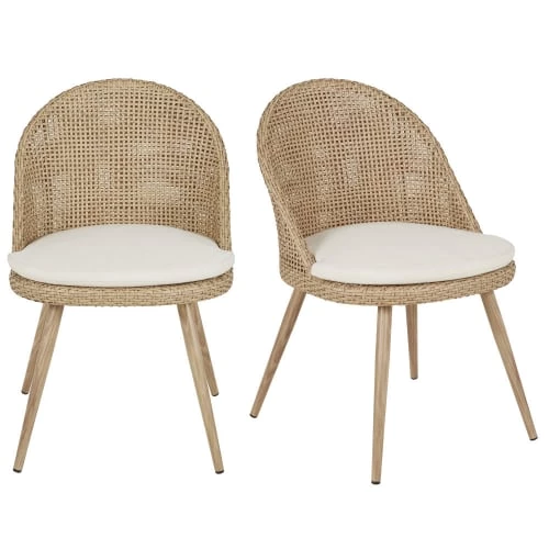 Maisons Du Monde Chaises De Jardin Cannage En Résine Imitation Rotin Et Coussin écru (x2) 3 Maisons Du Monde Chaises De Jardin Cannage En Résine Imitation Rotin Et Coussin écru (x2)