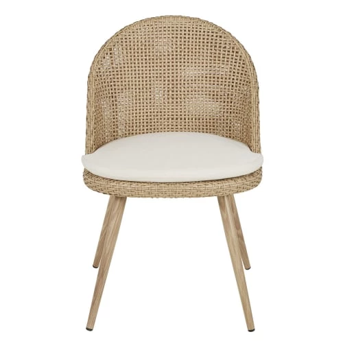 Maisons Du Monde Chaises De Jardin Cannage En Résine Imitation Rotin Et Coussin écru (x2) 5 Maisons Du Monde Chaises De Jardin Cannage En Résine Imitation Rotin Et Coussin écru (x2) – Image 3
