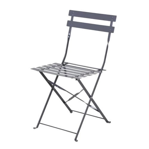 Maisons Du Monde Chaises De Jardin Pliantes En Acier Gris Anthracite (x2) 4 Maisons Du Monde Chaises De Jardin Pliantes En Acier Gris Anthracite (x2) – Image 2