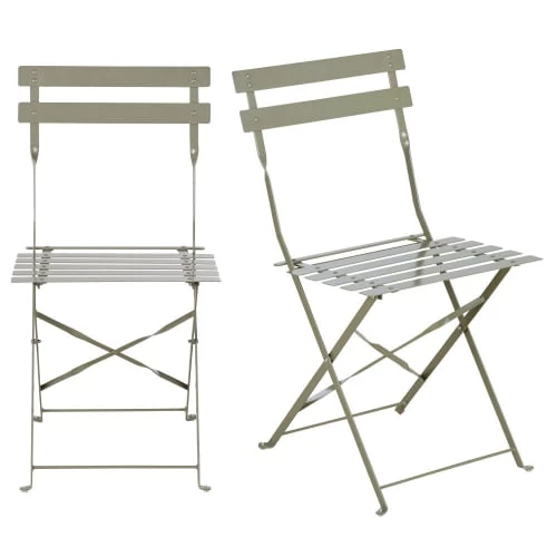Maisons Du Monde Chaises De Jardin Pliantes En Acier Vert Kaki (x2) 3 Maisons Du Monde Chaises De Jardin Pliantes En Acier Vert Kaki (x2)