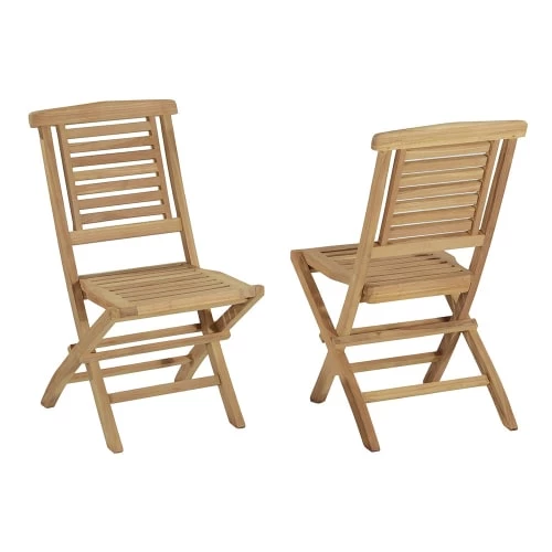 TECK’Attitude Chaises De Jardin Pliantes En Teck (lot De 2) 3 TECK’Attitude Chaises De Jardin Pliantes En Teck (lot De 2)