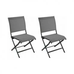 Proloisirs Chaises De Jardin Chaises Pliante Jardin En Aluminium Elegance (lot De 2) Gris