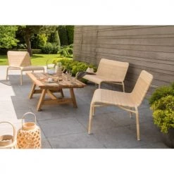 Kok Maison Fauteuils De Jardin Chauffeuse De Jardin Tressée En Résine Beige Clair -Fauteuils de jardin Soldes Boutique chauffeuse de jardin tressee en resine beige clair 2