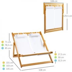 Outsunny Bains De Soleil Et Chaises Longues Chilienne 2 Places Pliable Bois Peuplier Pré-huilé Oxford Blanc 10 Outsunny Bains De Soleil Et Chaises Longues Chilienne 2 Places Pliable Bois Peuplier Pré-huilé Oxford Blanc -Fauteuils de jardin Soldes Boutique chilienne 2 places pliable bois peuplier pre huile oxford blanc 2