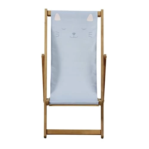 Maisons Du Monde Bains De Soleil Et Chaises Longues Chilienne Enfant En Acacia Massif Et Toile Grise Imprimé Chat 4 Maisons Du Monde Bains De Soleil Et Chaises Longues Chilienne Enfant En Acacia Massif Et Toile Grise Imprimé Chat – Image 2
