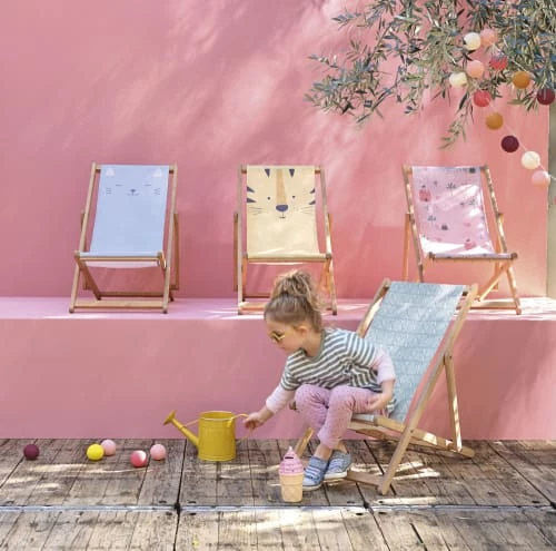 Maisons Du Monde Bains De Soleil Et Chaises Longues Chilienne Enfant En Acacia Massif Et Toile Grise Imprimé Chat 6 Maisons Du Monde Bains De Soleil Et Chaises Longues Chilienne Enfant En Acacia Massif Et Toile Grise Imprimé Chat – Image 4