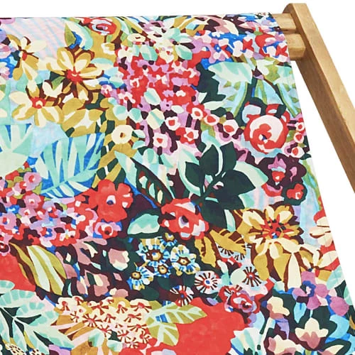 Vent De Bohème Bains De Soleil Et Chaises Longues Chilienne Pliante En Acacia Et Imprimé Design Fleuri 4 Vent De Bohème Bains De Soleil Et Chaises Longues Chilienne Pliante En Acacia Et Imprimé Design Fleuri – Image 2