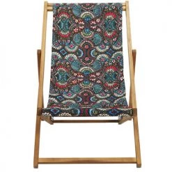 Vent De Bohème Bains De Soleil Et Chaises Longues Chilienne Pliante En Acacia Et Imprimé Design Fleuri -Fauteuils de jardin Soldes Boutique chilienne pliante en acacia et imprime design fleuri 6