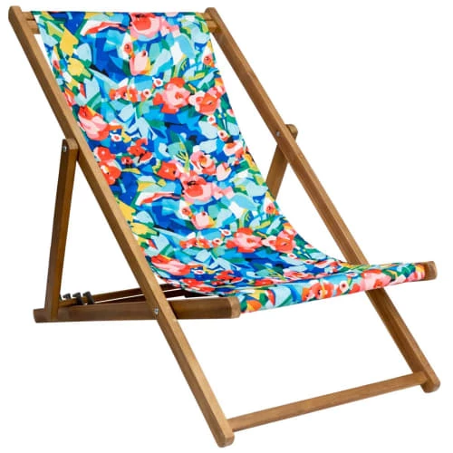 Vent De Bohème Bains De Soleil Et Chaises Longues Chilienne Pliante En Acacia Et Imprimé Fleuri 3 Vent De Bohème Bains De Soleil Et Chaises Longues Chilienne Pliante En Acacia Et Imprimé Fleuri